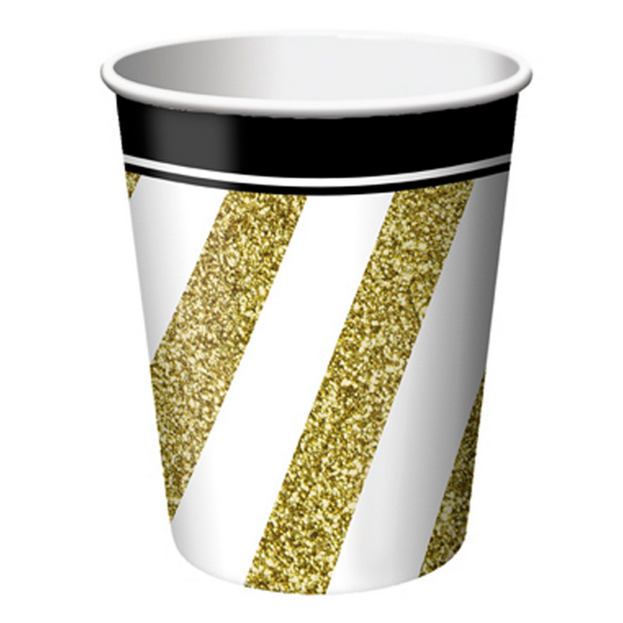 Creative Party Black And Gold 9oz Cups (Pack Of 8)
